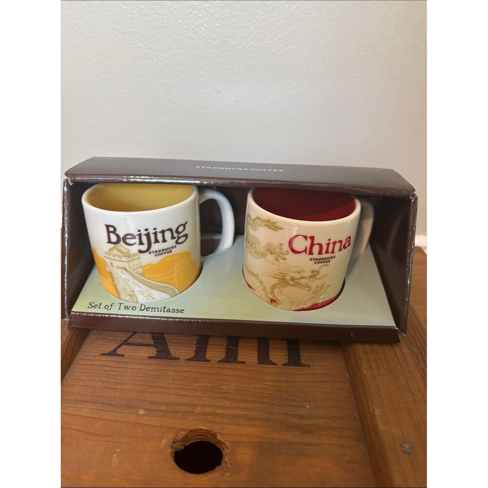 NEW Set of 2 Starbucks Espresso Cups Beijing China Demitasse 3 oz